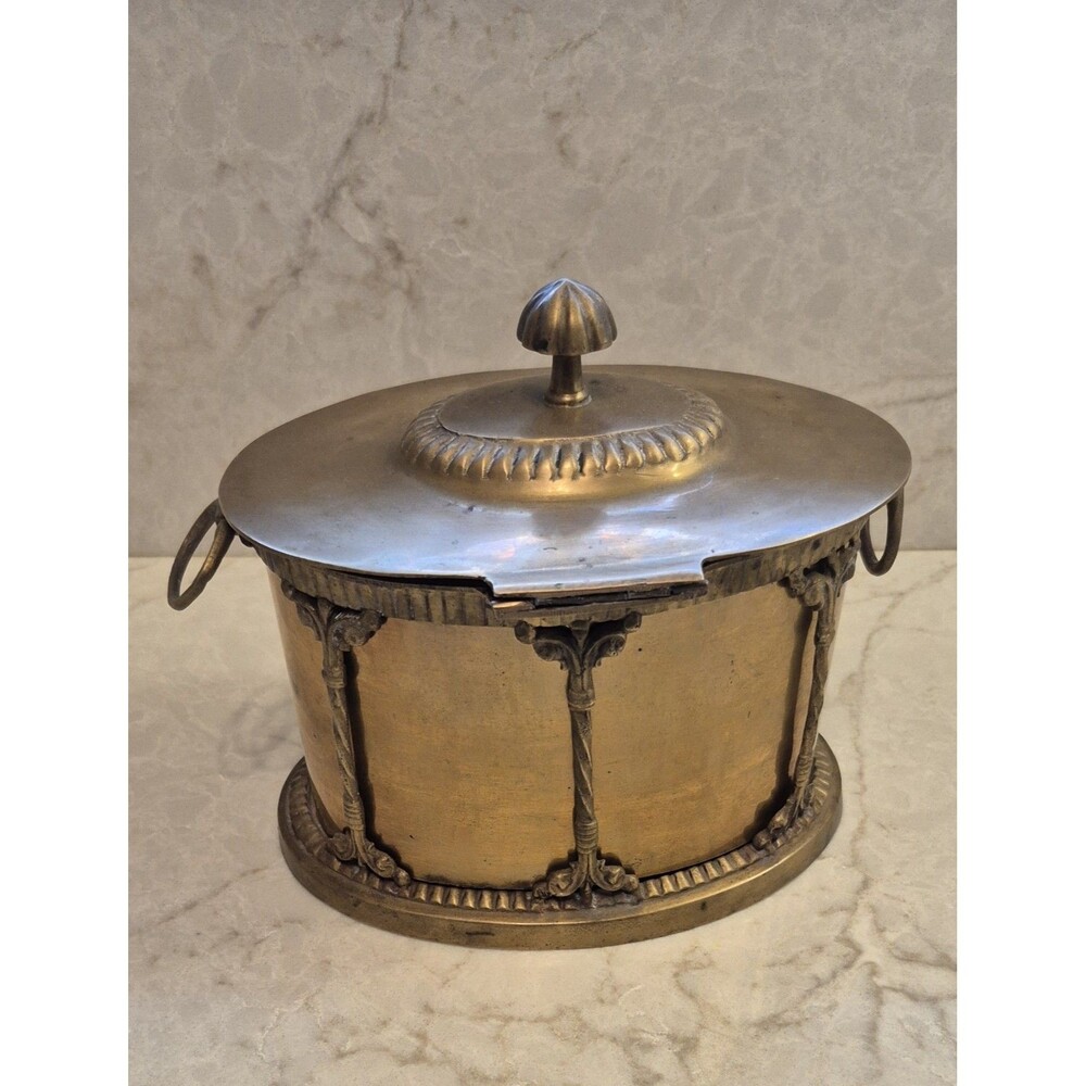 Vintage Mottahedeh Design Brass Biscuit Tin Tea Caddy Box Container India